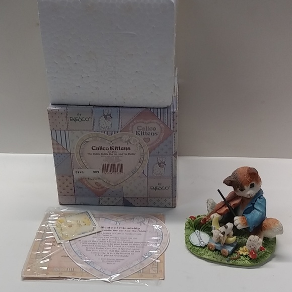 1995 Calico Kittens Hey Diddle Diddle the Cat and the Fiddle Figurine 166456 - Picture 1 of 6